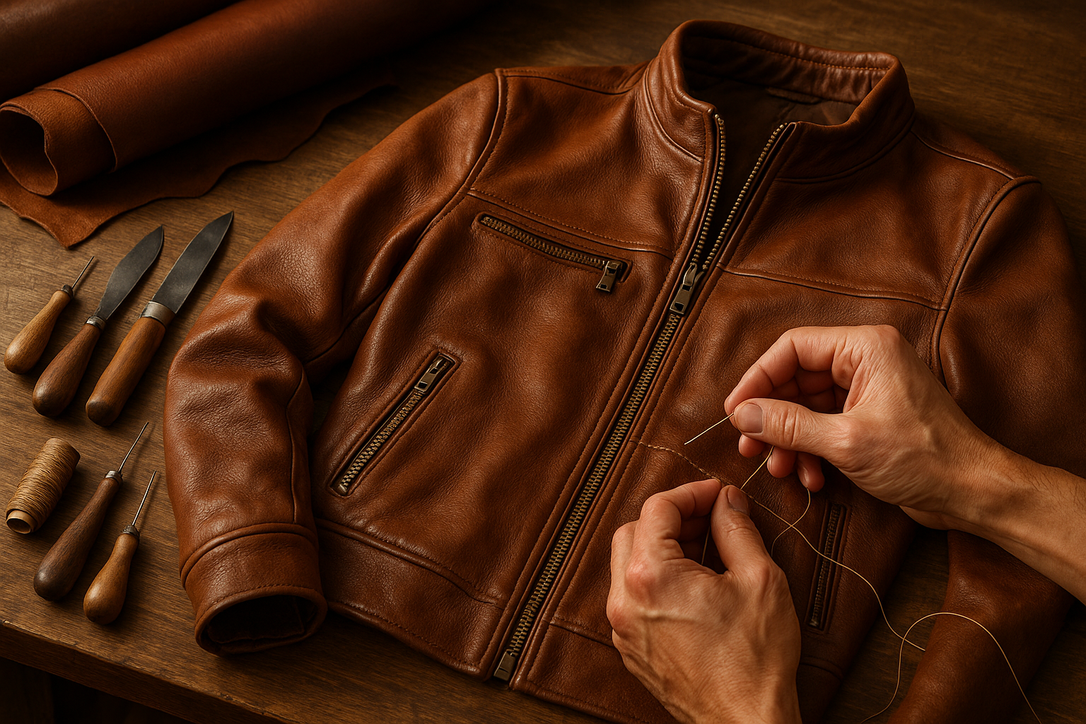 Crafting a Jacket with Lambskin Leather